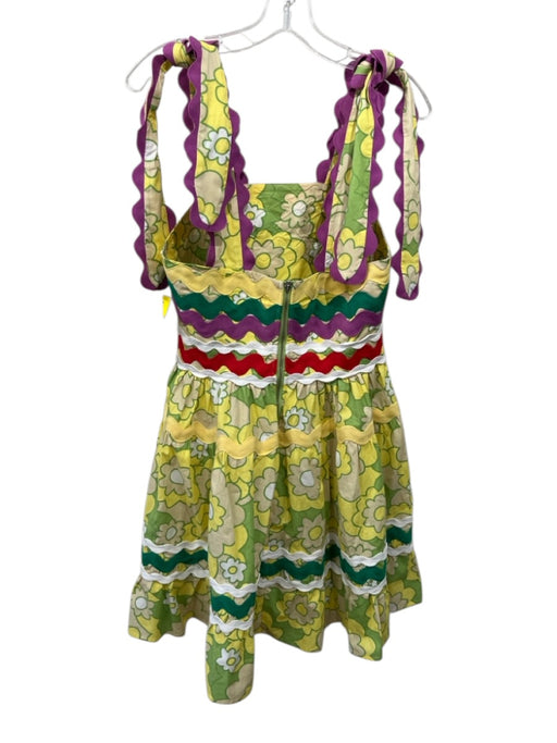 Celia B Size Est S Green, Yellow, White Cotton Sleeveless Floral A line Dress Green, Yellow, White / Est S