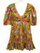 Love The Label Size M Yellow, Purple, Green Cotton Half Sleeve Floral Mini Dress Yellow, Purple, Green / M
