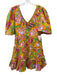 Love The Label Size M Yellow, Purple, Green Cotton Half Sleeve Floral Mini Dress Yellow, Purple, Green / M