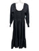 Hill House Size S Black Polyester Long Sleeve Textured Smocked Midi Dress Black / S