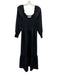 Hill House Size S Black Polyester Long Sleeve Textured Smocked Midi Dress Black / S