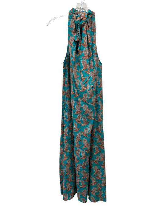Holly Shae Design Size XS/M Blue & Orange Cotton Sleeveless Bird Print Dress Blue & Orange / XS/M