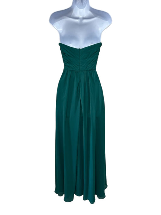 Kennedy Blue Size 4 Emerald Green Polyester Strapless Pleated Bust Back Zip Gown Emerald Green / 4