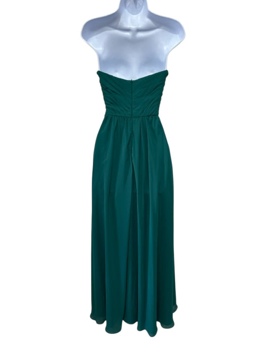 Kennedy Blue Size 4 Emerald Green Polyester Strapless Pleated Bust Back Zip Gown Emerald Green / 4