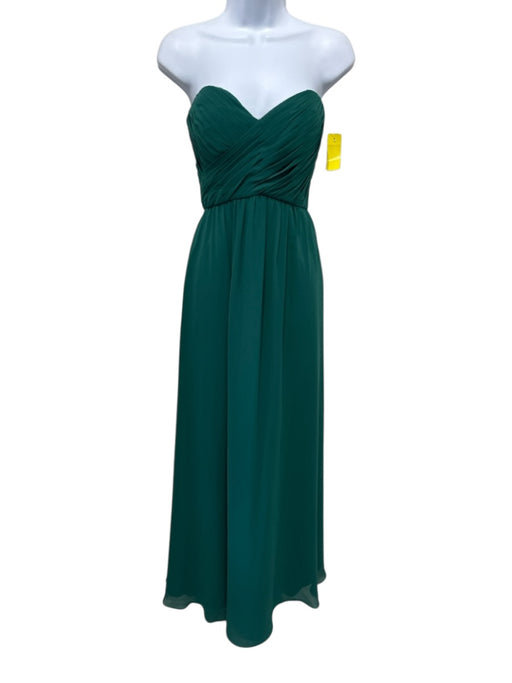 Kennedy Blue Size 4 Emerald Green Polyester Strapless Pleated Bust Back Zip Gown Emerald Green / 4