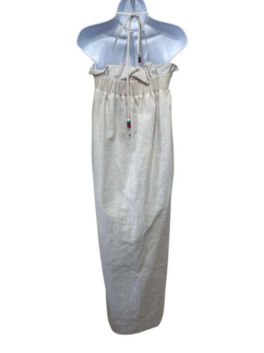 Inclan Studio Size XS White & Multi Linen Blend Metallic Shimmer Midi Dress White & Multi / XS