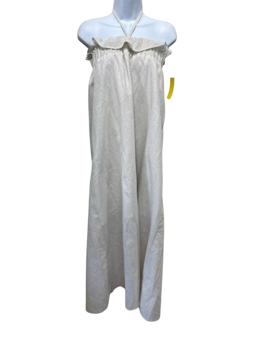 Inclan Studio Size XS White & Multi Linen Blend Metallic Shimmer Midi Dress White & Multi / XS