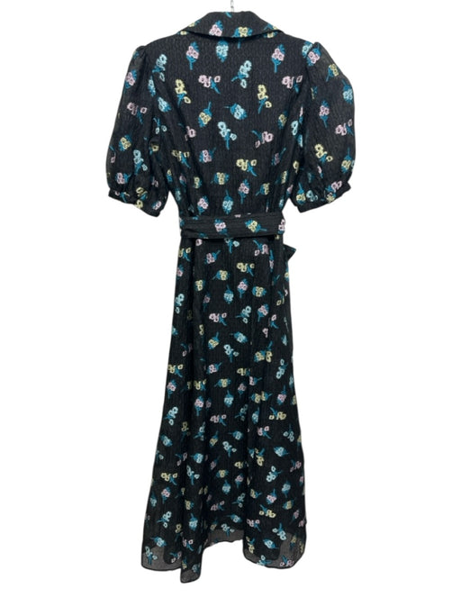 Abbey Glass Size S Black & Multi Polyester Button Down Tie belt Maxi Dress Black & Multi / S
