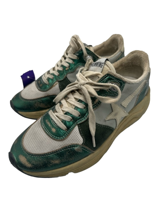 Golden Goose Shoe Size 37 Green, White & Baby Blue Leather metalic Sneakers Green, White & Baby Blue / 37