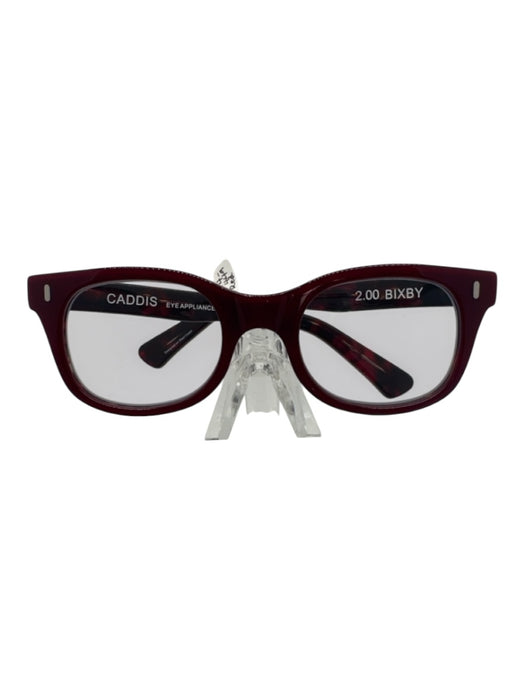 Caddis Dark Red Acetate Square Lens Readers Eyeglass Frames Dark Red