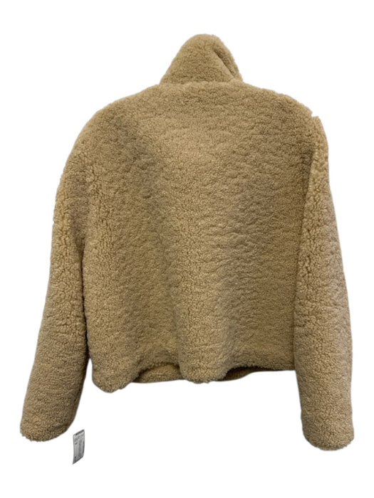 Zara Size M Beige & Brown Polyester Teddy Bear faux leather Sherpa Fleece Jacket Beige & Brown / M