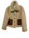 Zara Size M Beige & Brown Polyester Teddy Bear faux leather Sherpa Fleece Jacket Beige & Brown / M