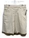 Tory Burch Size 4 Cream & Green Cotton & Leather Denim Side Zip Pleat Skirt Cream & Green / 4