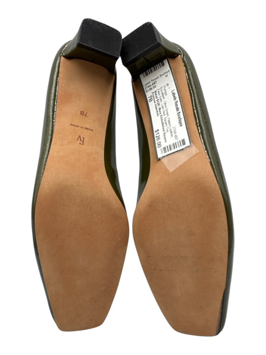 Frances Valentine Shoe Size 7B Olive Green Patent Leather Faux Gem Pumps Olive Green / 7B