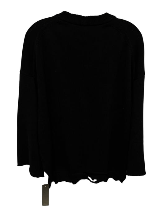 Helmut Lang Size XS Black Cotton Cable Knit Frayed Edge Ribbed Sweater Black / XS