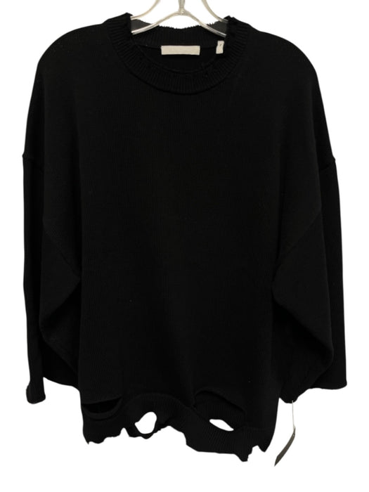 Helmut Lang Size XS Black Cotton Cable Knit Frayed Edge Ribbed Sweater Black / XS