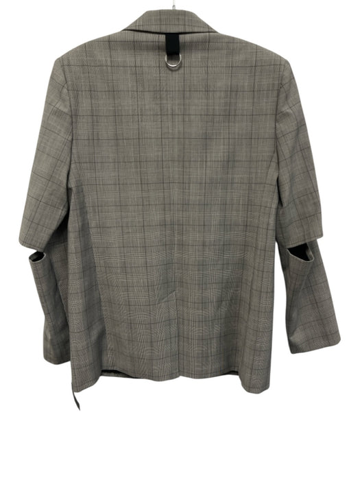 Tibi Size 10 Gray & Black Polyester & Wool 2 Buttons Glen Plaid Blazer Jacket Gray & Black / 10