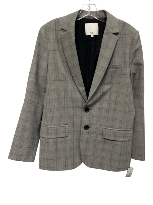 Tibi Size 10 Gray & Black Polyester & Wool 2 Buttons Glen Plaid Blazer Jacket Gray & Black / 10