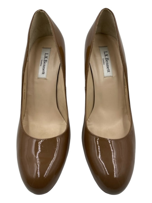 L.K. Bennett Shoe Size 38 Brown Patent Leather Almond Toe Stiletto Pumps Brown / 38