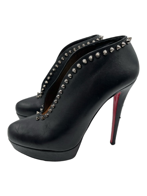 Christian Louboutin Shoe Size 39 Black & Silver Leather Studded Platform Pumps Black & Silver / 39