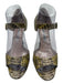 Manolo Blahnik Shoe Size 37.5 Brown & Yellow Snake Skin open toe Snake Pumps Brown & Yellow / 37.5