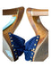 Jimmy Choo Shoe Size 37 Navy & Brown Suede & Wood Peep Toe Tie Detail Heel Shoes Navy & Brown / 37