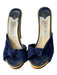 Jimmy Choo Shoe Size 37 Navy & Brown Suede & Wood Peep Toe Tie Detail Heel Shoes Navy & Brown / 37