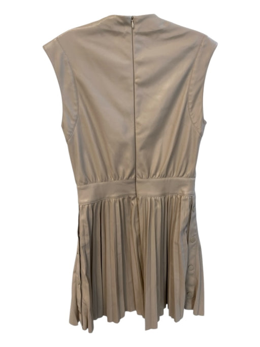 Tart Size XS Beige Polyurethane V Neck Back Zip Sleeveless Pleated Detail Dress Beige / XS