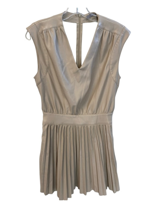 Tart Size XS Beige Polyurethane V Neck Back Zip Sleeveless Pleated Detail Dress Beige / XS