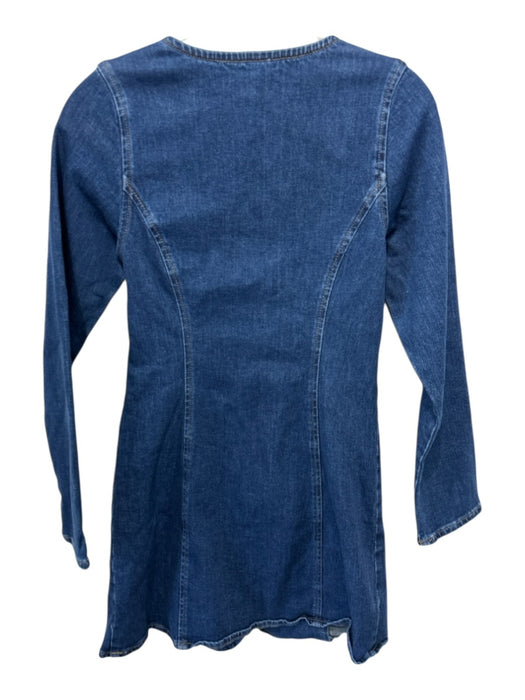 Aligne Size 2 Blue Wash Cotton Blend Denim Button Front Long Sleeve Mini Dress Blue Wash / 2