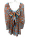 Alice + Olivia Size XS Blue & Orange Cotton & Silk Long puff sleeve Mini Dress Blue & Orange / XS