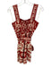 Farm Rio Size XS Red & White Linen & Viscose Sleeveless Floral Print Sash Romper Red & White / XS