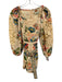 Farm Rio Size XS Pink, Blue, Multi Linen & Viscose Long puff sleeve Belt Romper Pink, Blue, Multi / XS