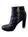 Tory Burch Shoe Size 6.5 Black Patent Leather Side Zip Logo Almond Toe Booties Black / 6.5