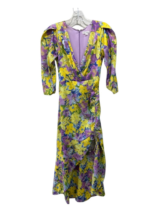 For Love & Lemons Size XS Purple, Yellow, Multi Polyester floral print Dress Purple, Yellow, Multi / XS