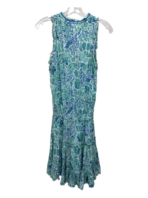 Poupette St. Barth Size XS Green, White, Blue Viscose Abstract Floral Dress Green, White, Blue / XS