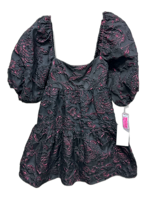 Amanda Uprichard Size XS Black & Pink Polyester Blend Metallic Thread Dress Black & Pink / XS