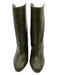 Schutz Shoe Size 6 Green & Black leather sole Croc Embossed Block heel Boots Green & Black / 6