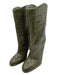 Schutz Shoe Size 6 Green & Black leather sole Croc Embossed Block heel Boots Green & Black / 6