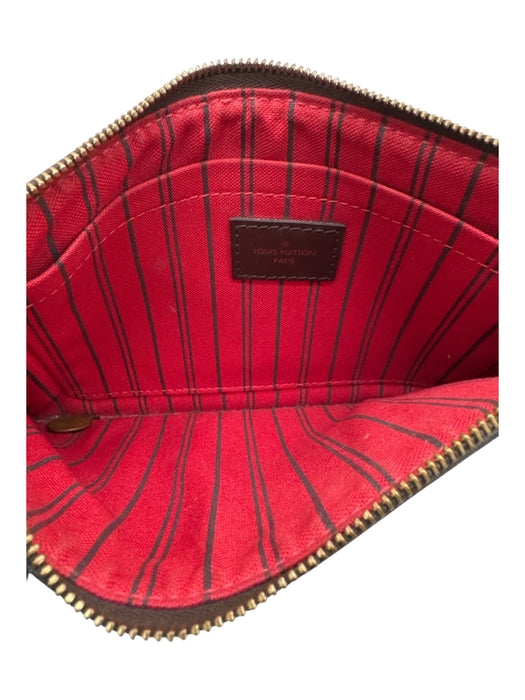 Louis Vuitton Brown Leather Checked Damier Ebene Bag Brown