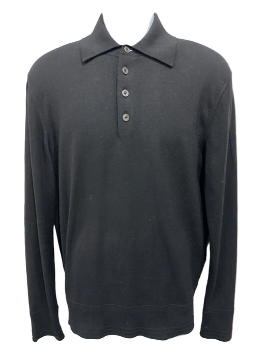 Tom Ford Size 50 Black Wool Blend Solid Knit Polo Men's Sweater