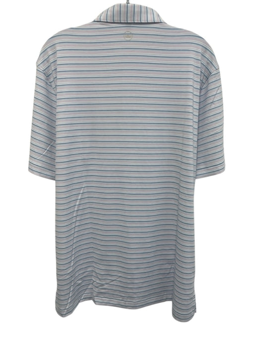 Peter Millar NWT Size L Pink & Blue Synthetic Striped Polo Men's Short Sleeve Pink & Blue / L