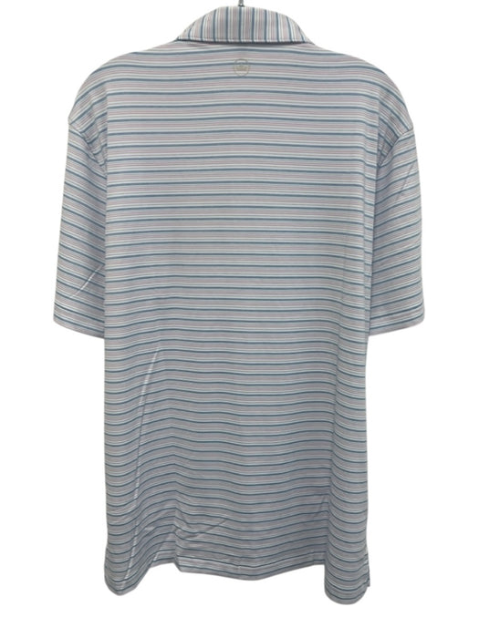 Peter Millar NWT Size L Pink & Blue Synthetic Striped Polo Men's Short Sleeve Pink & Blue / L