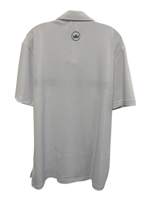 Peter Millar NWT Size L White Synthetic Striped Polo Athleisure Short Sleeve White / L