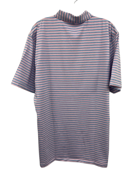 Peter Millar Size L Pink, Blue & White Polyethylene Striped Polo Short Sleeve Pink, Blue & White / L