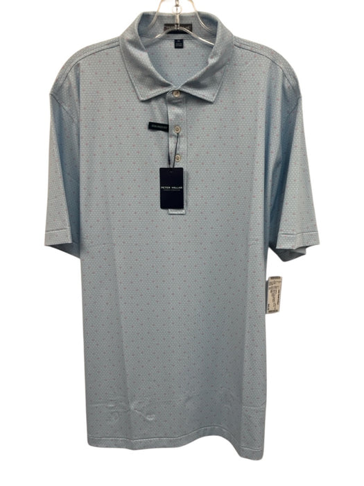 Peter Millar NWT Size XL Blue & Pink Polyester All Over Print Polo Short Sleeve Blue & Pink / XL