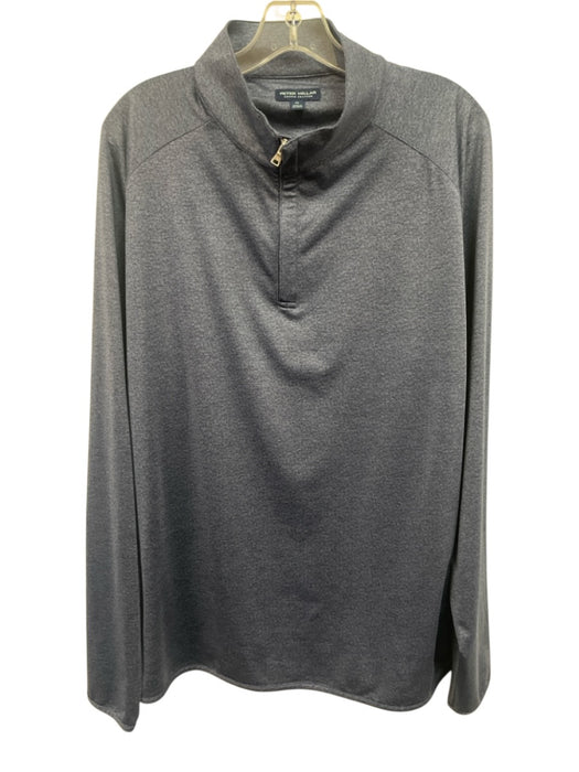 Peter Millar Size XL Navy Blue Polyester All Over Print Men's Long Sleeve Shirt Navy Blue / XL