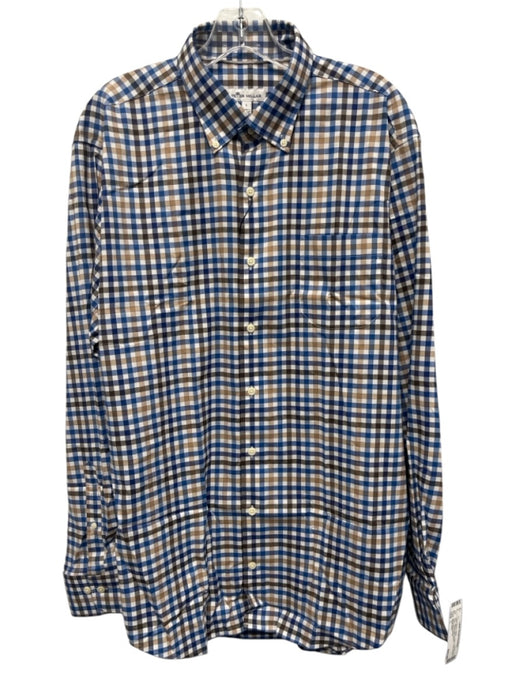 Peter Millar NWT Size L White & Multi Cotton Plaid Button Down Long Sleeve Shirt White & Multi / L