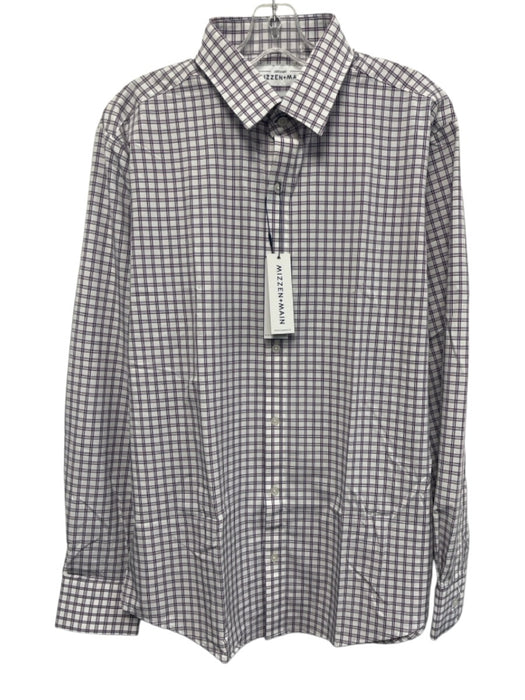 Mizzen + Main NWT Size L White, Red & Blue Polyester Plaid Long Sleeve Shirt White, Red & Blue / L