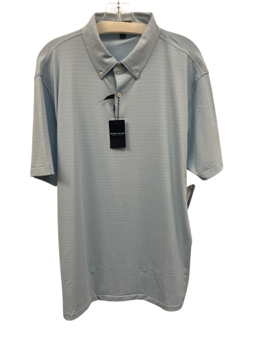 Peter Millar NWT Size XL Blue & Green Polyester Striped Polo Short Sleeve Shirt Blue & Green / XL